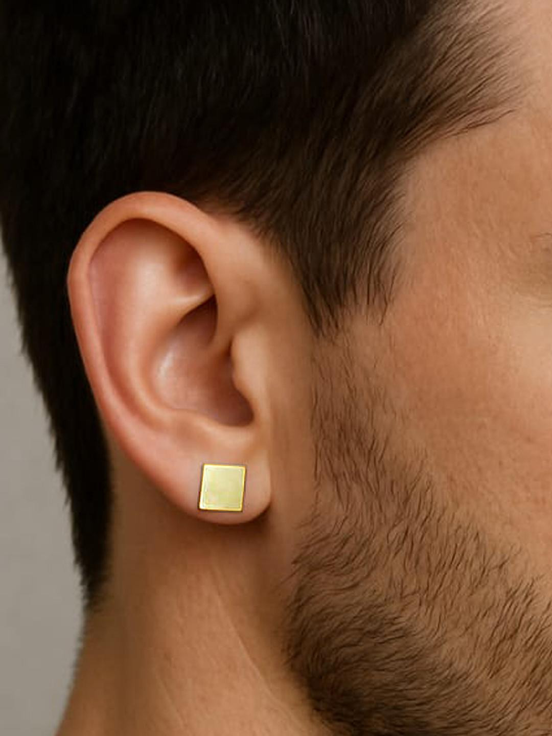 Roadster Men Golden Brass Single Stud Earrings