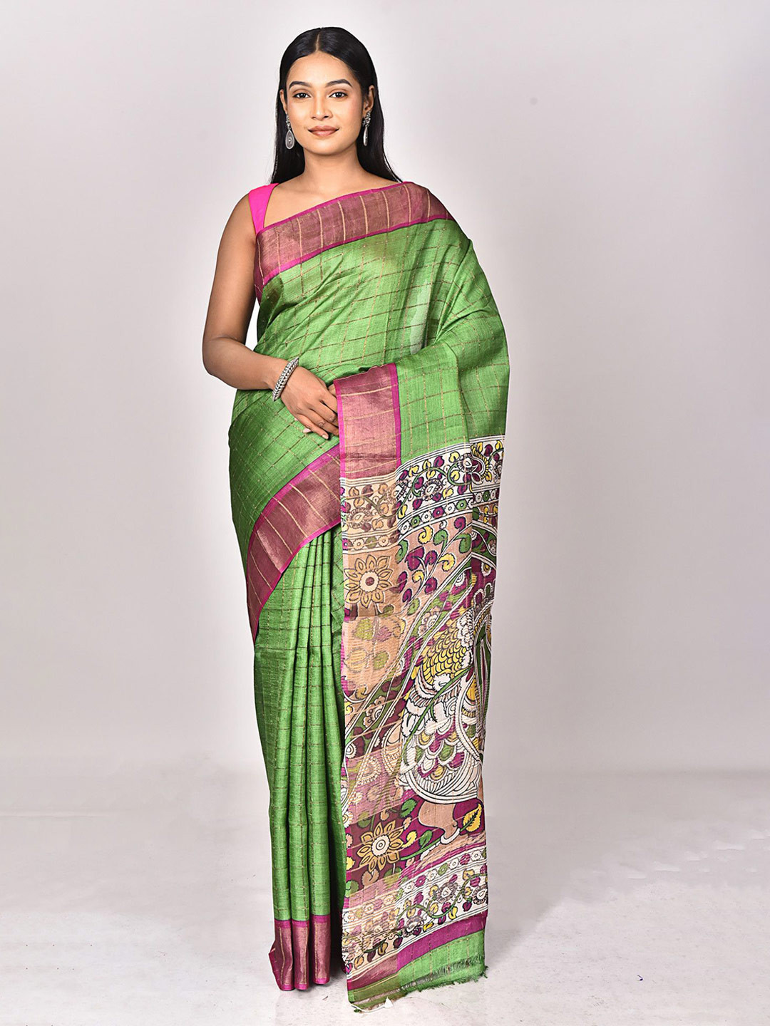 RAM SHYAM collection Checked  Tussar Saree