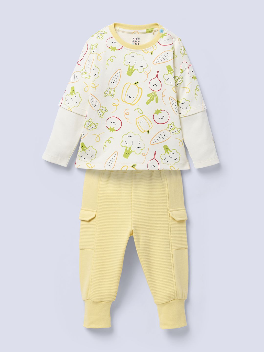 Ed-a-Mamma Kids Printed Long Sleeves Pure Cotton T-shirt With Joggers