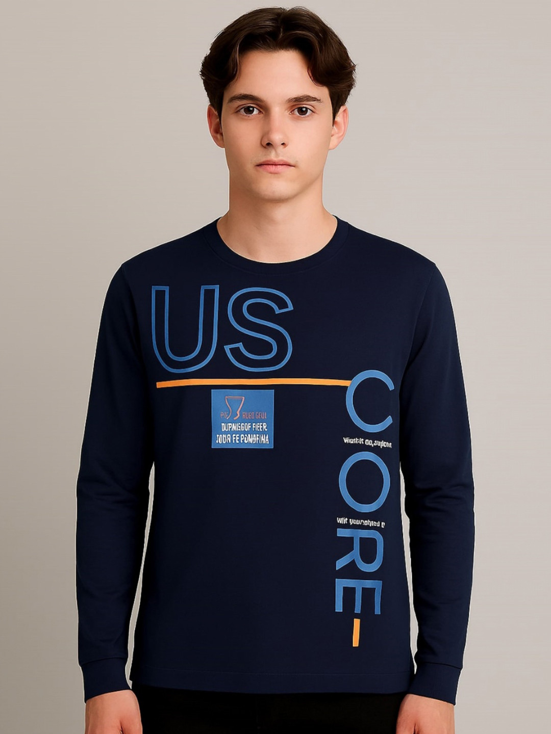 SANDPIPER Typography Printed Long Sleeves Cotton T-shirt