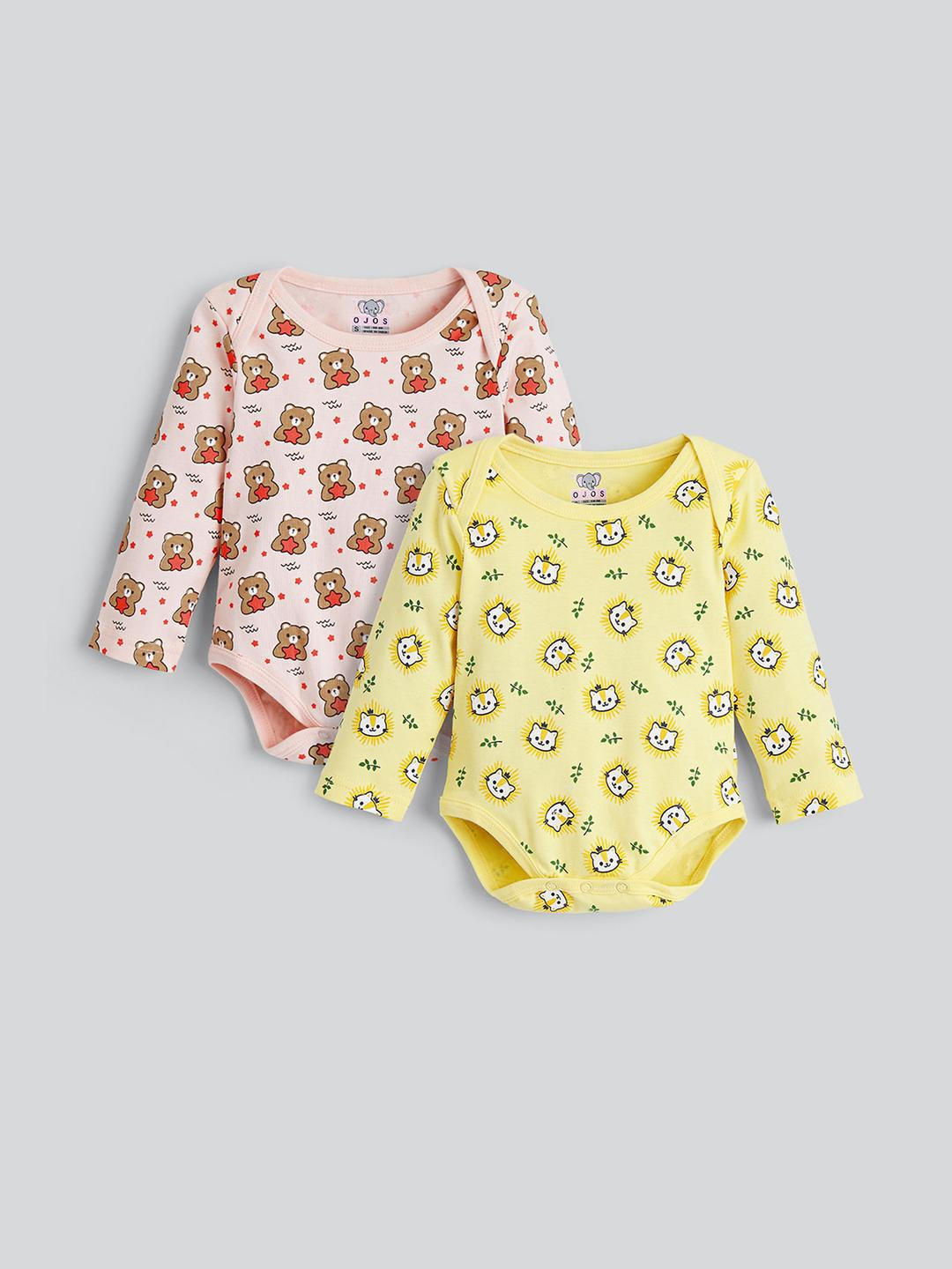 Hopscotch Pack Of 2 Cotton Printed Onesies
