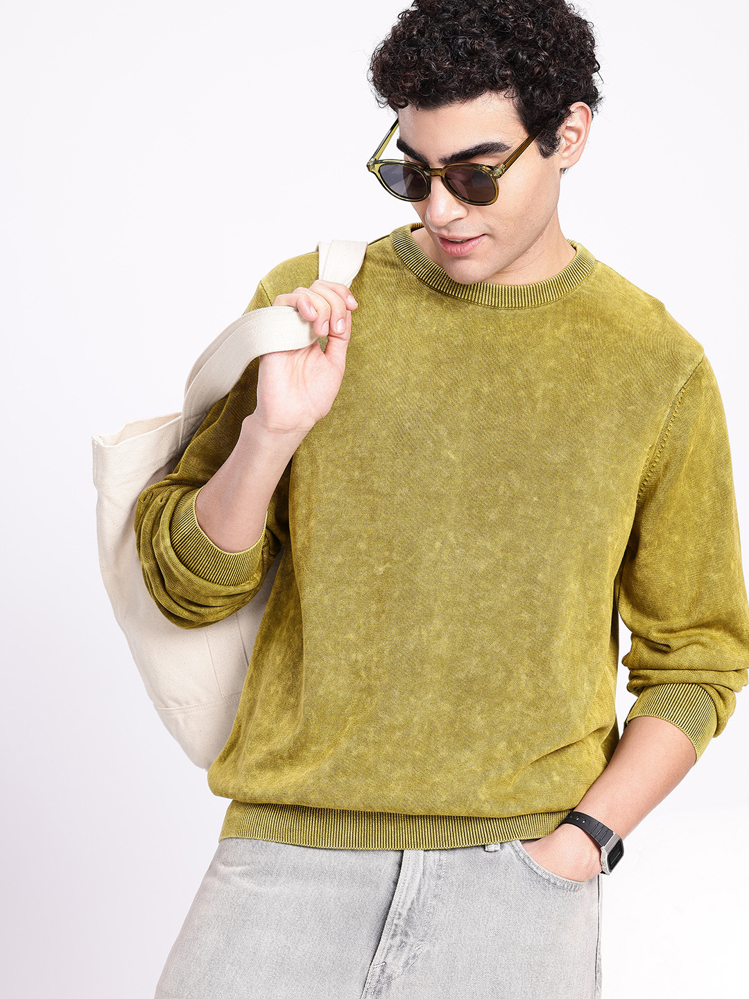 Aeropostale Overdyed Pure Cotton Casual Sweater