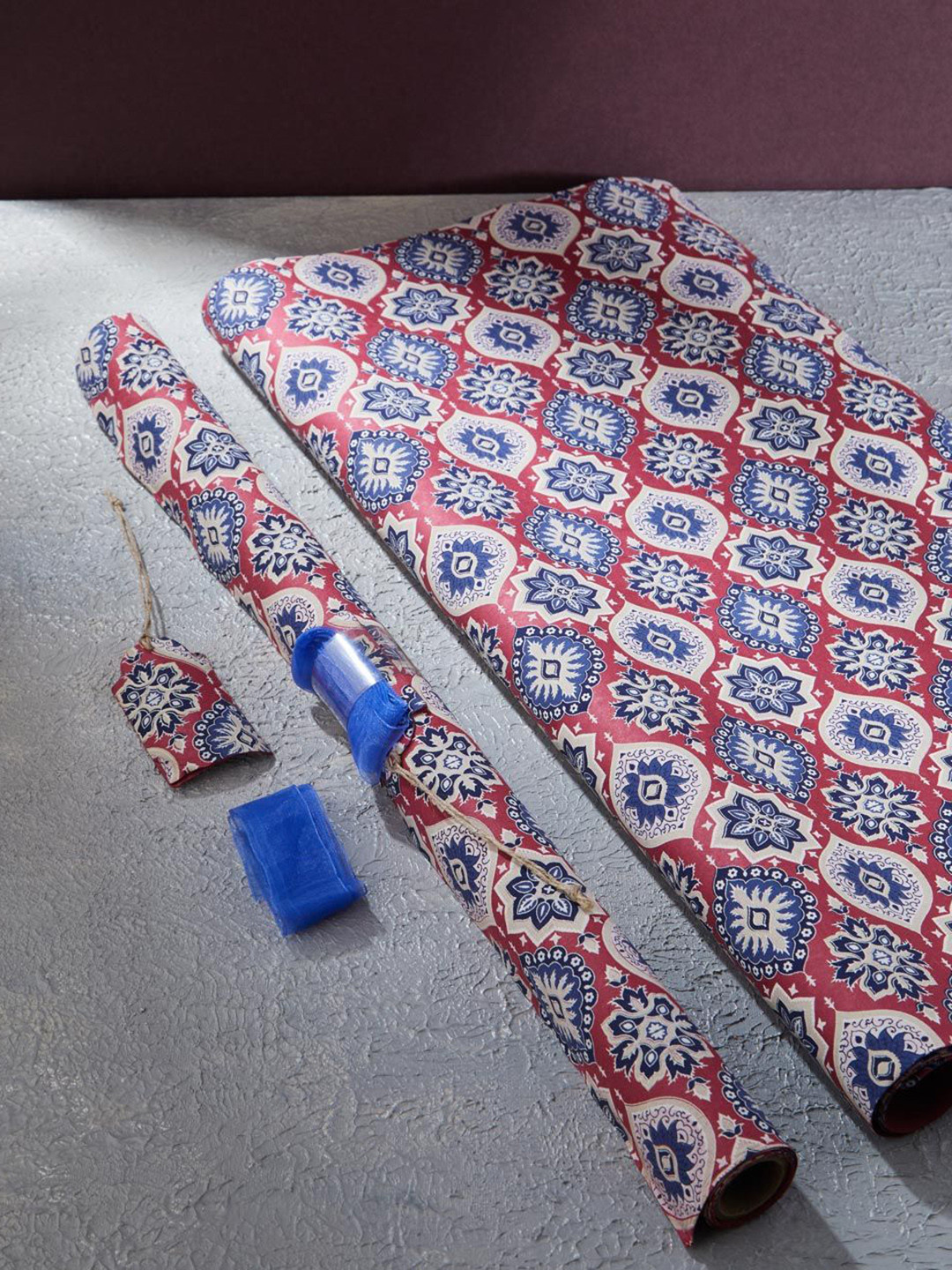 Fabindia Set Of 2 Floral Printed Wrapping Sheets