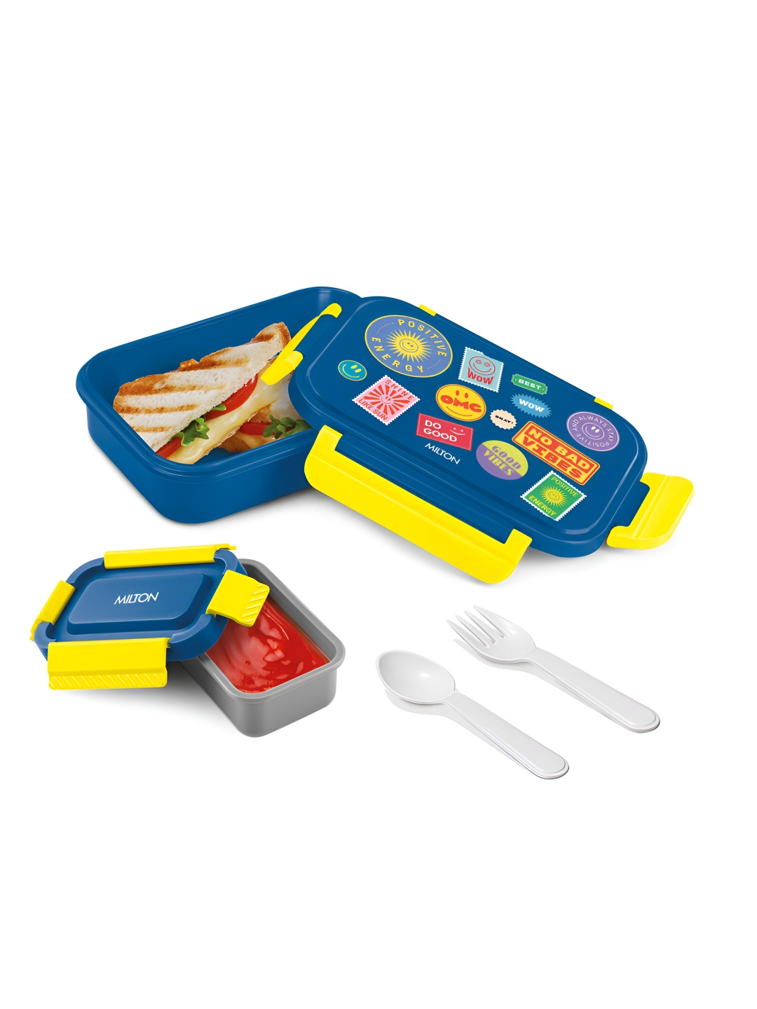 Milton Big Candy Tiffin Lunch Box with Leakproof Inner Container, Spoon & Fork, 830 ml