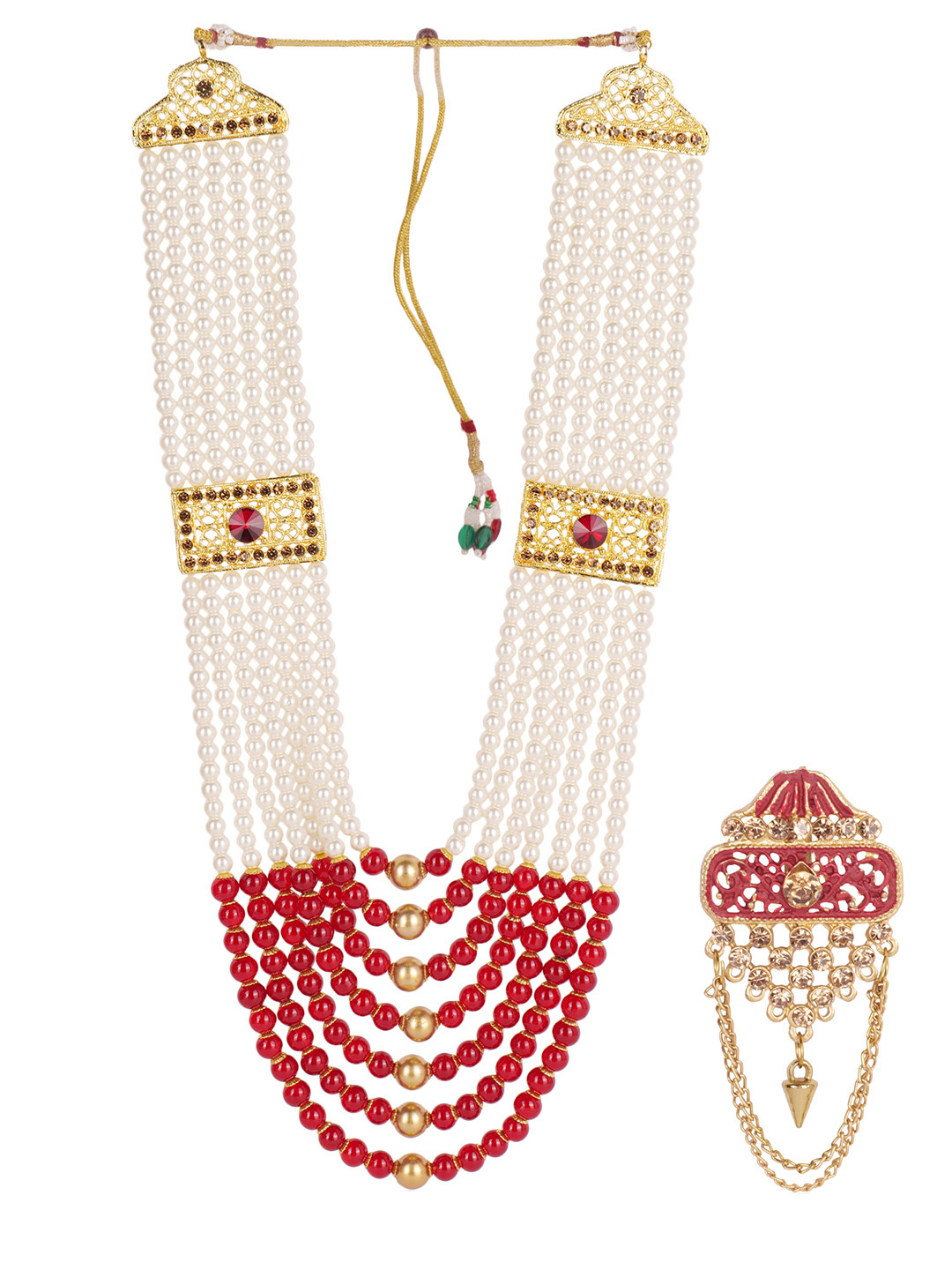 JIYANSHI FASHION Premium Beaded Groom Mala with Brooch