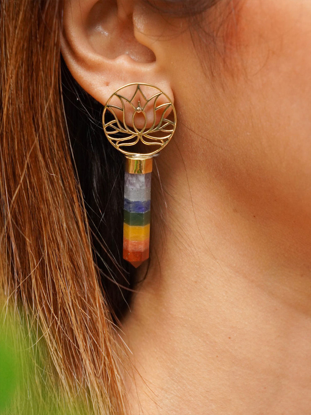 Soul Works Rainbow Crystals Studded Floral Drop Earrings