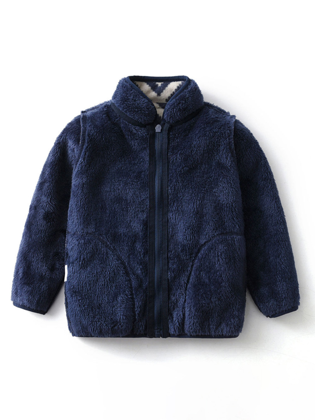 Hopscotch Boys Navy Blue Polyester Printed Jackets