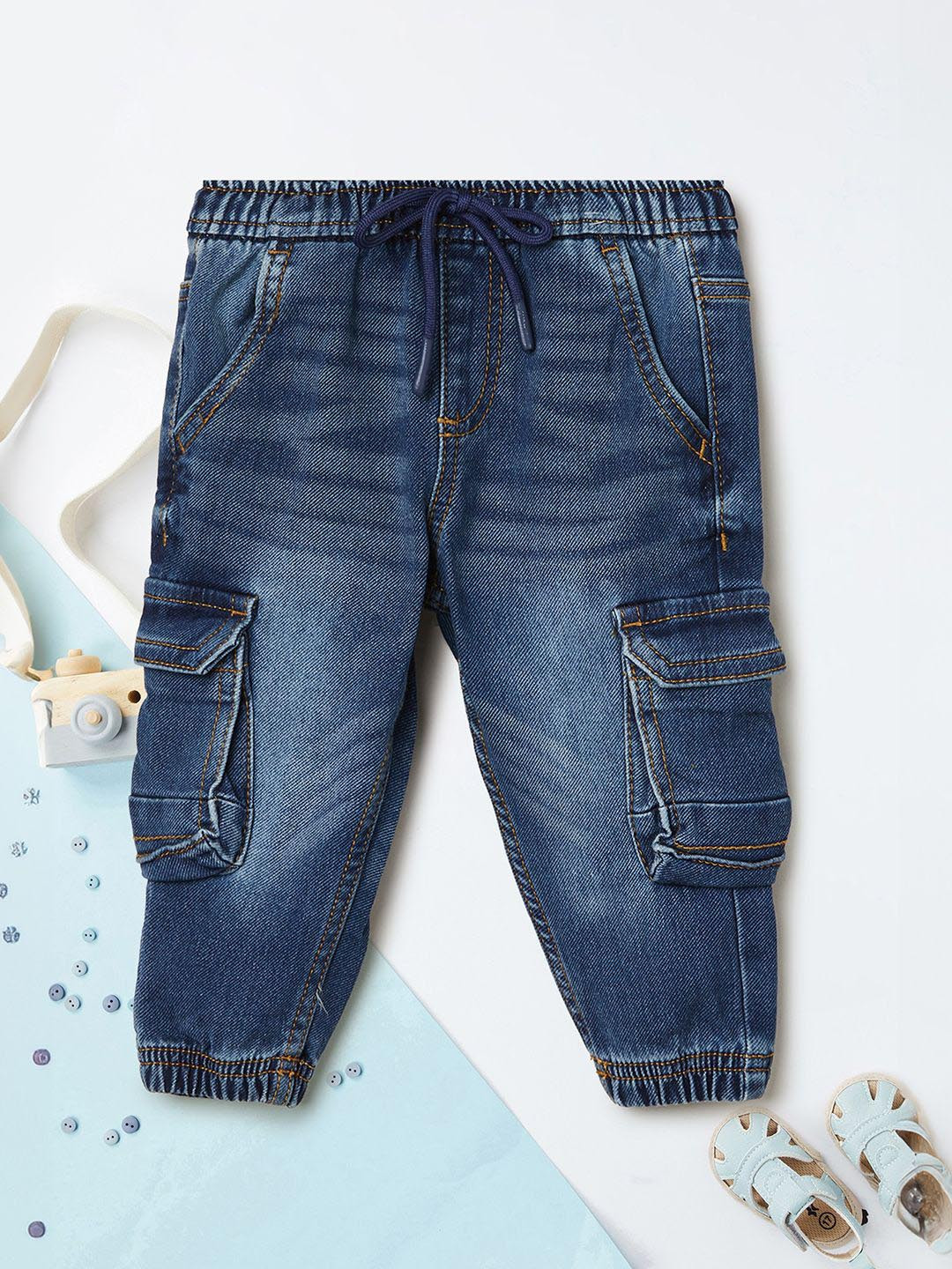 max Boys Mid-Rise Jogger Fit Cargo Jeans
