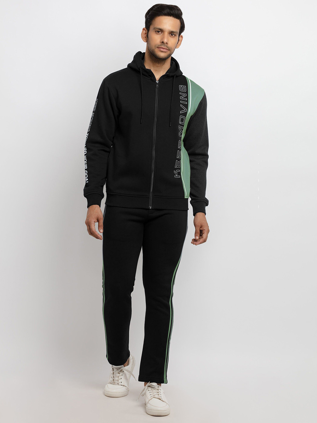 Status Quo Bold Mix & Match Typography Printed Hooded Tracksuit