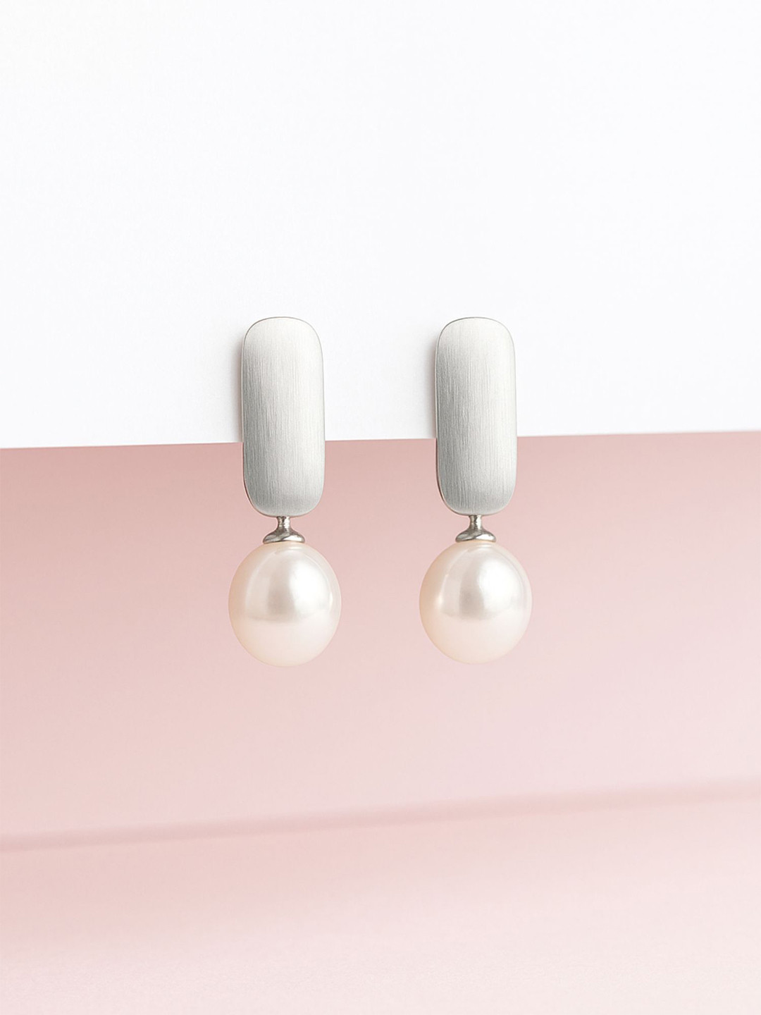 Tora Rhodium-Plated 925 Sterling Silver CZ Studded & Pearls Beaded Spherical Drop Earrings