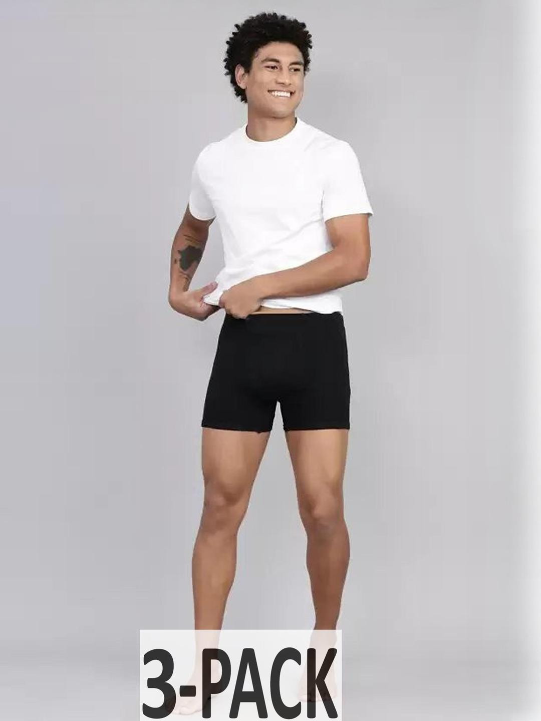 CAVENDERS Men Pack of 3 Multicolor Cotton Solid Boxer Briefs