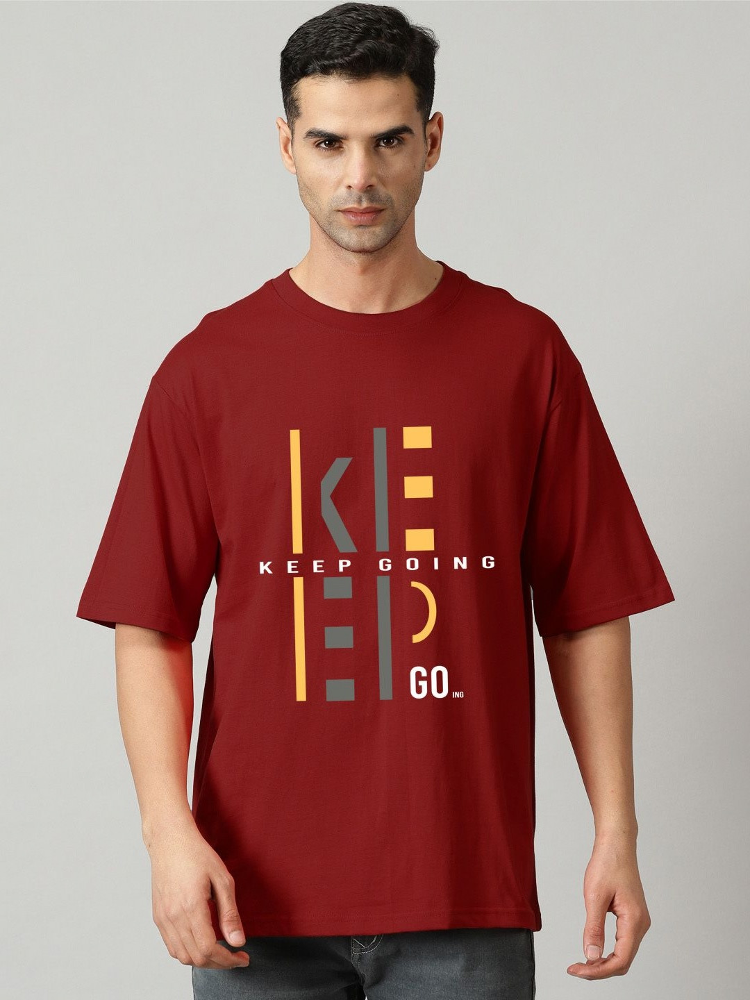 CRYPTIC Typography Printed Drop-Shoulder Sleeves Oversized T-shirt