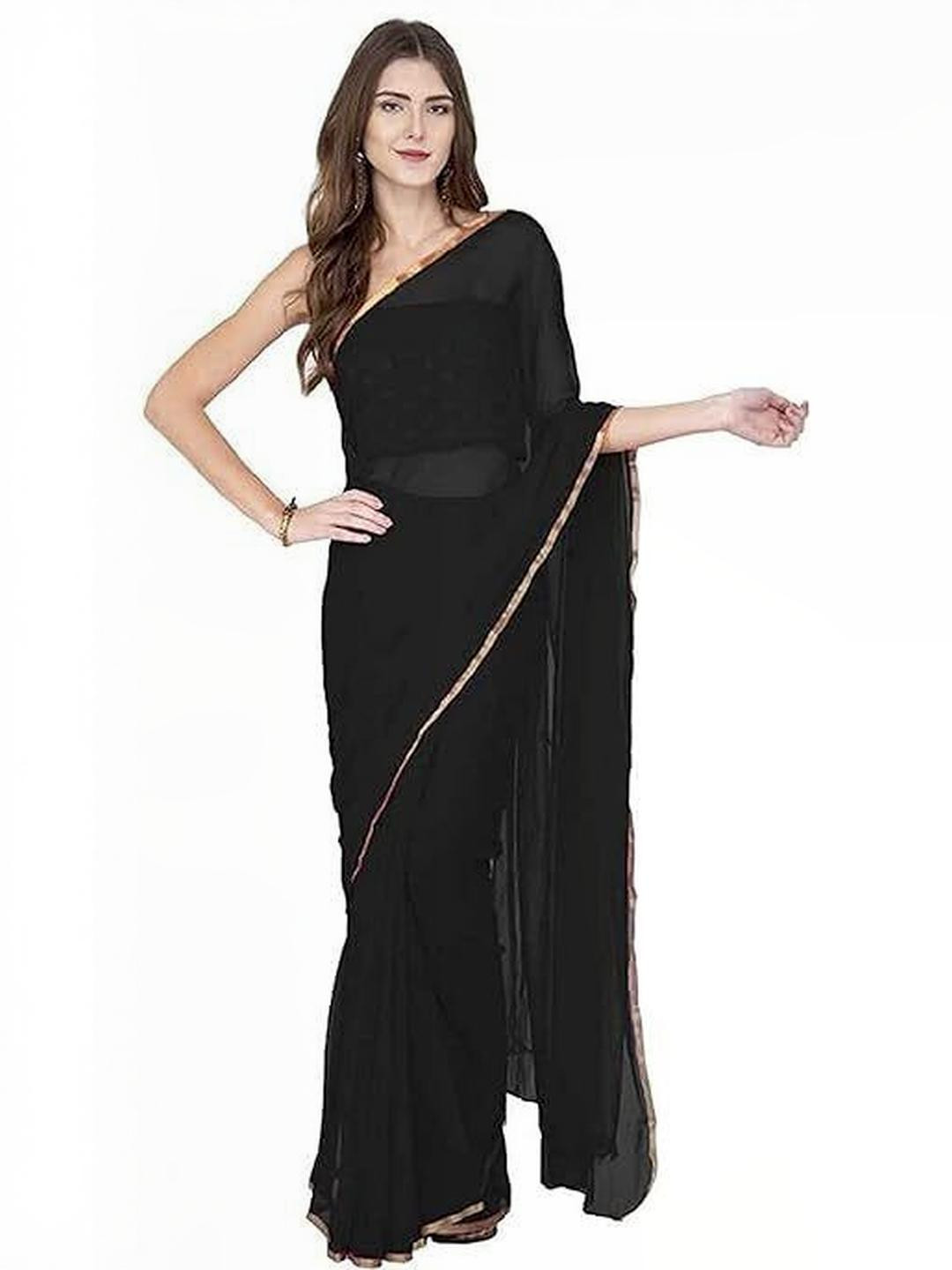 DURGA EMPORIO Zari Border Pure Chiffon Saree