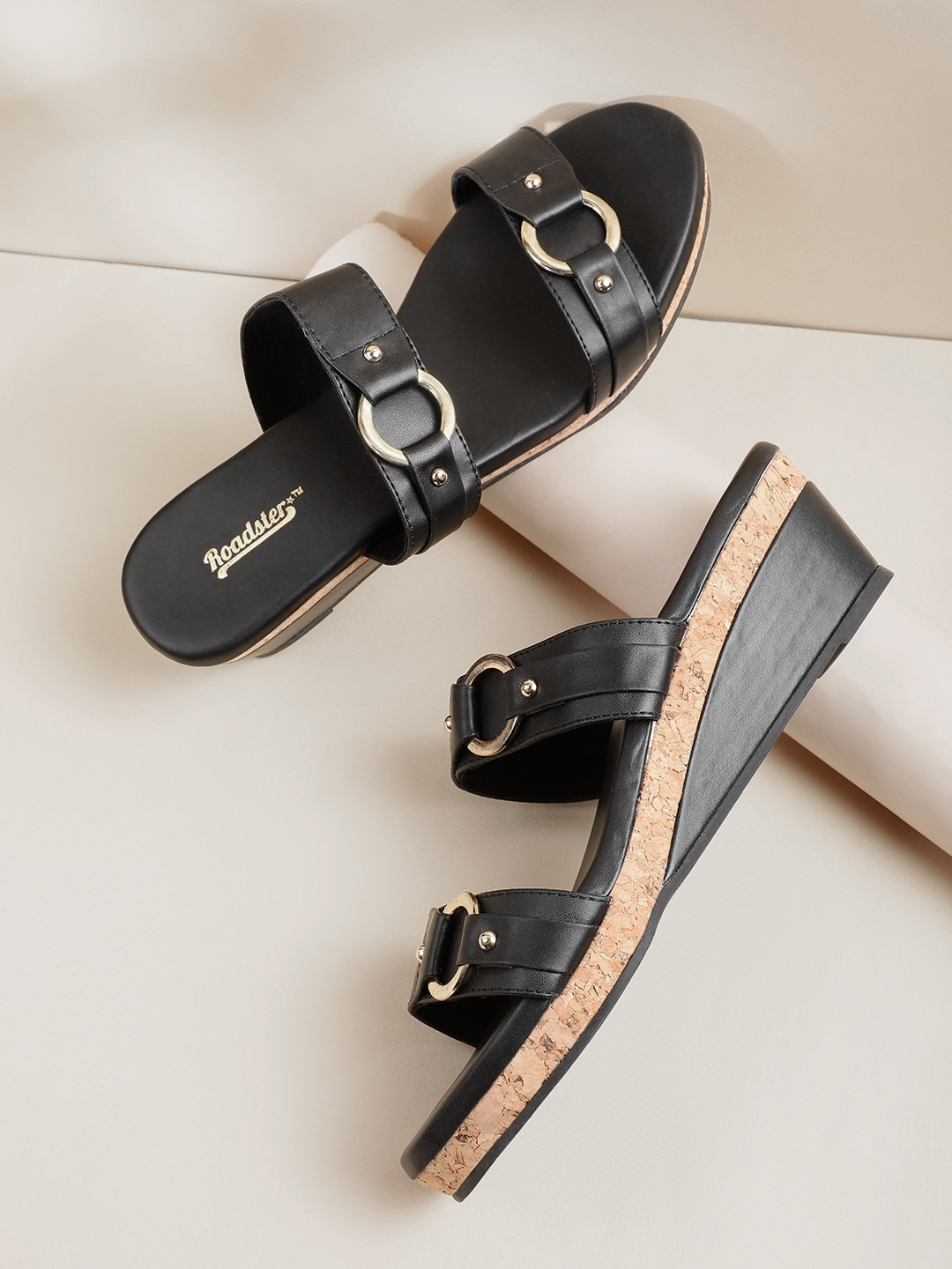 The Roadster Lifestyle Co. Women Double Straps Wedge Heels with Buckle Detail