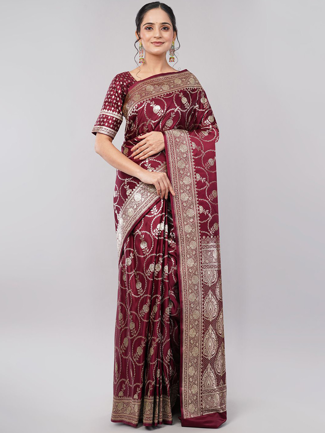 BANARASI BAZAAR Pure Banarasi Zari Woven Saree