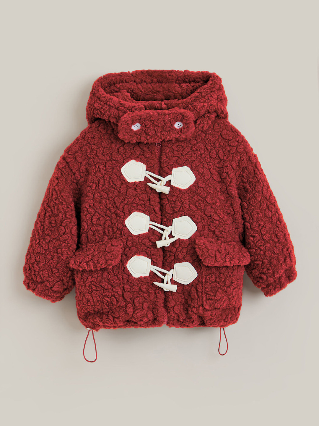 Hopscotch Kids Textured Full-Sleeve Long Coat