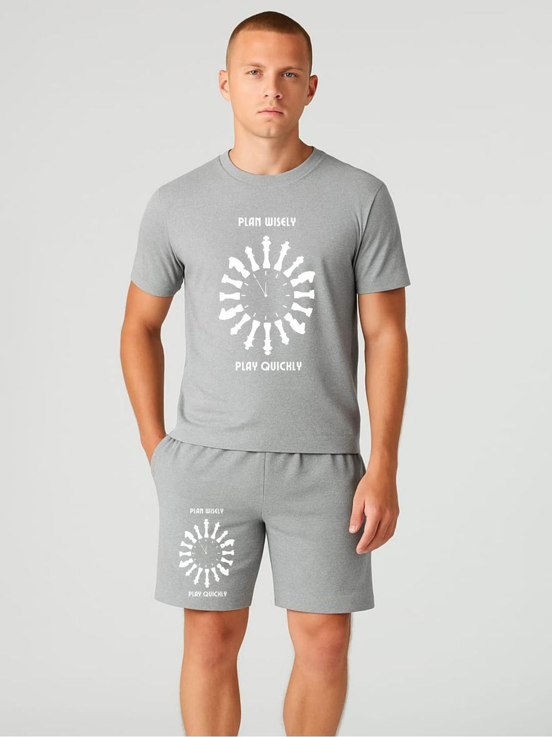 FABSTIEVE Men Play Wisely Printed Round Neck T-Shirt With Shorts Co-Ords