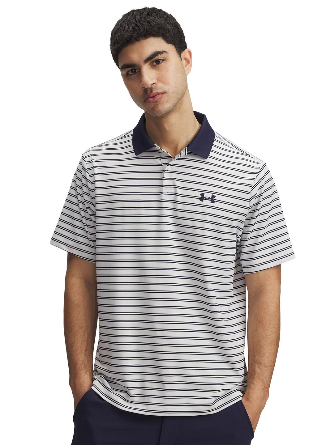 UNDER ARMOUR Matchplay Striped Short Sleeve Polo Collar T-Shirt