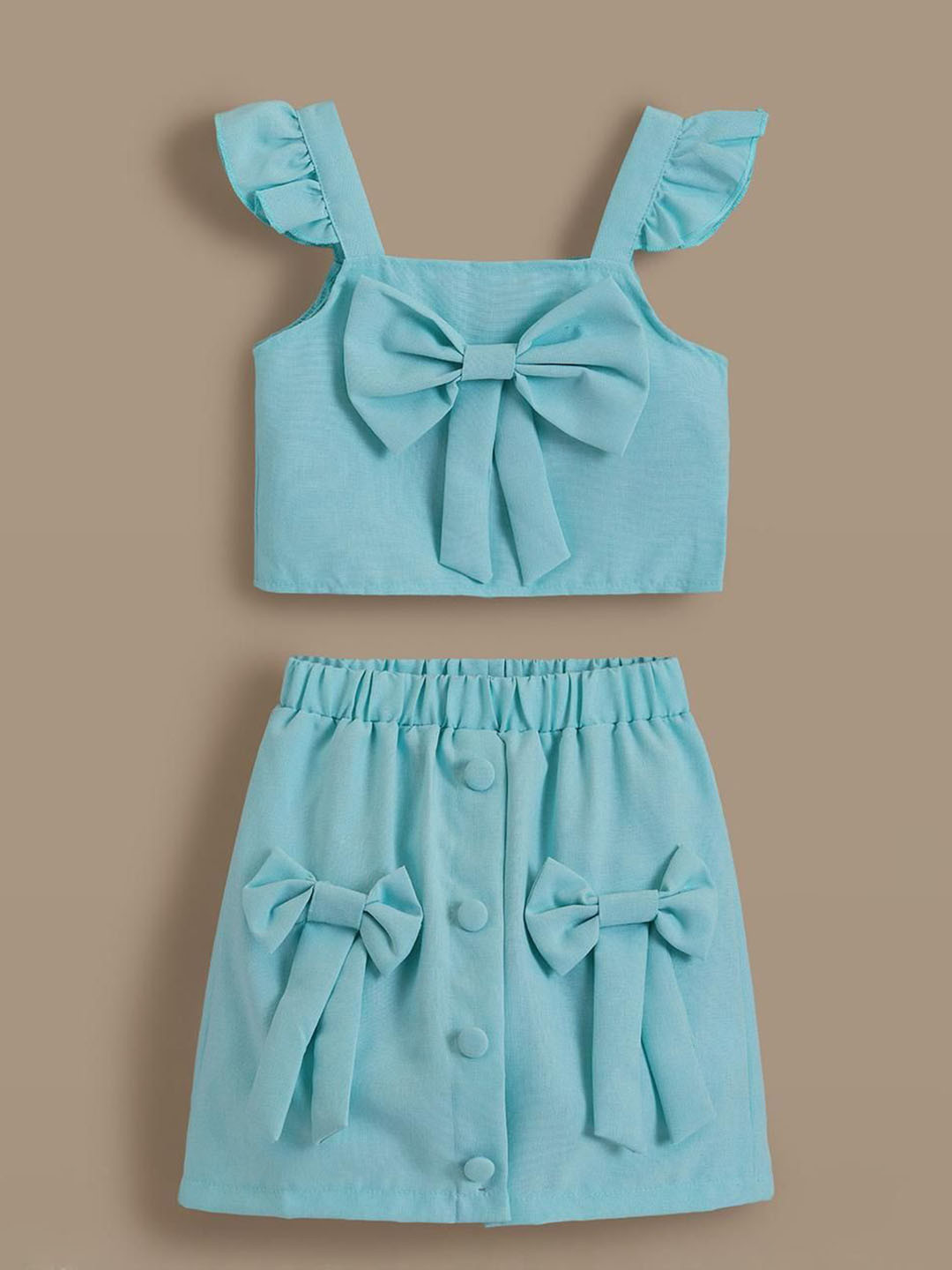 2-Pc Bow Applique Blouse & Skirt