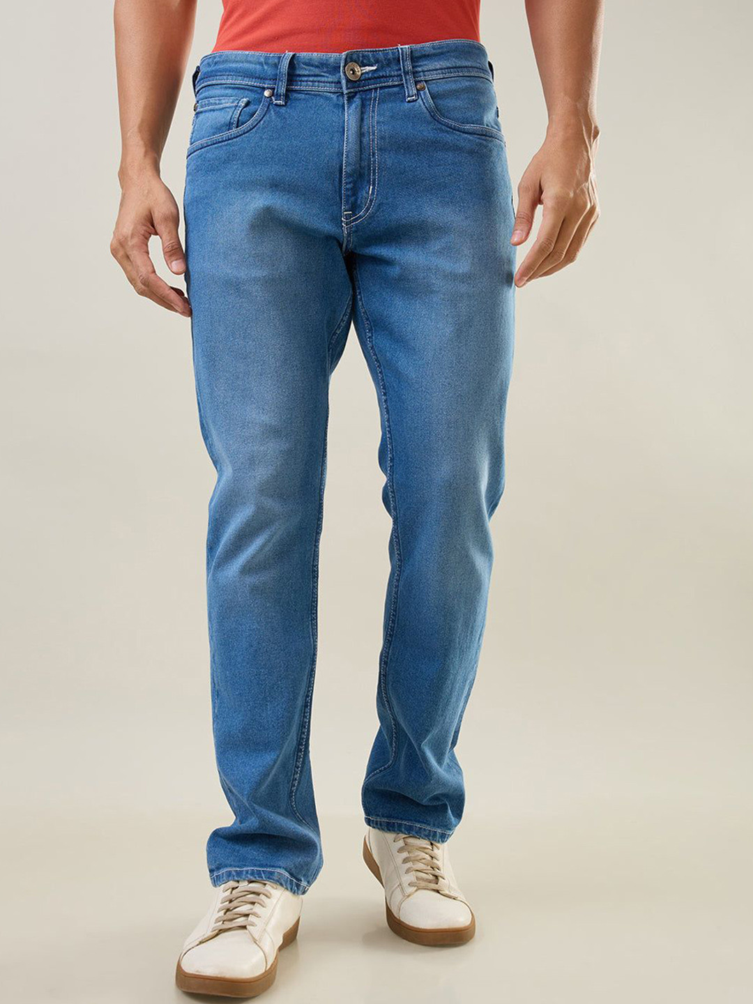 TIM PARIS Parker Men Original Slim Fit Mid-Rise Light Fade Stretchable Jeans