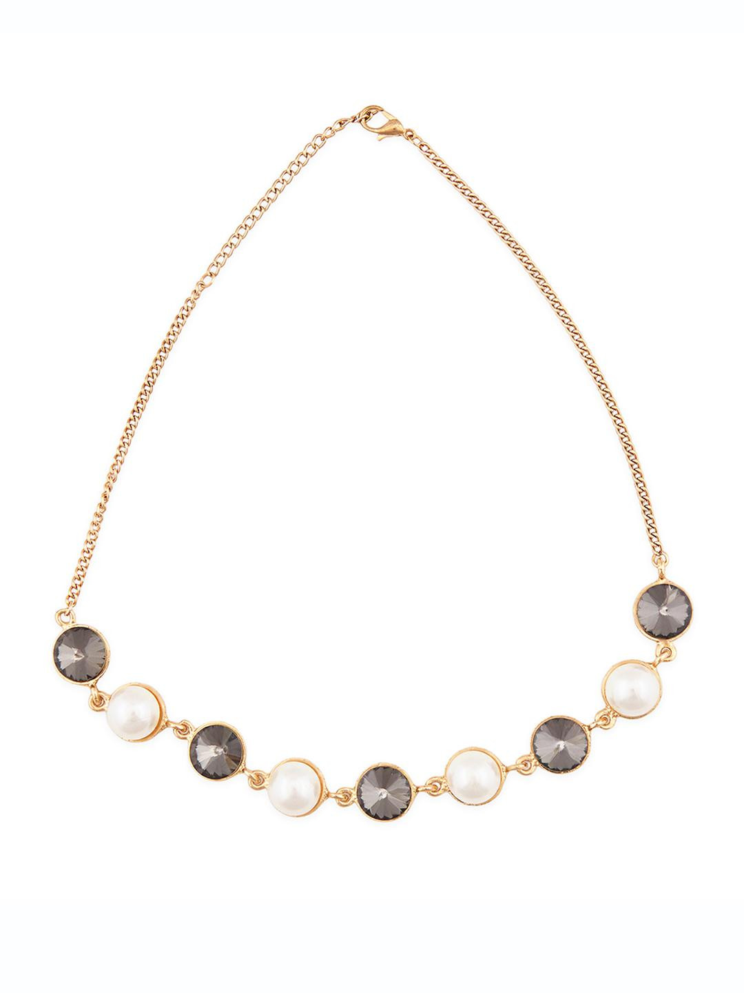 Namaste Jewels Women Gold Plated Pearls & Black Crystals  Studded Necklace