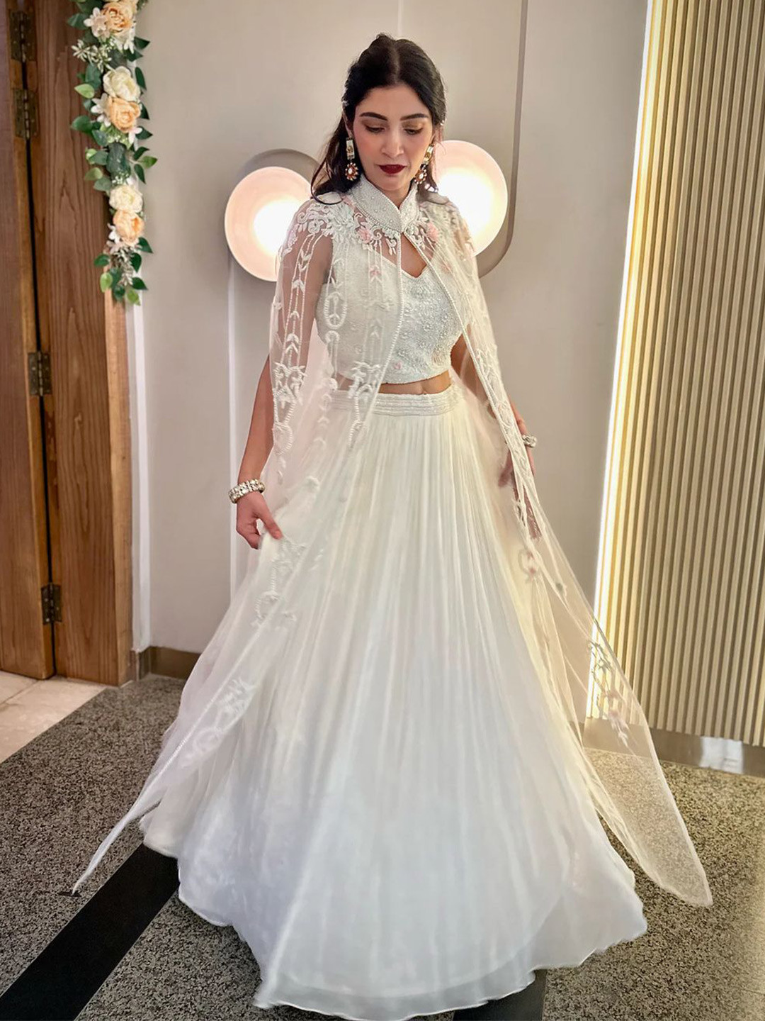 Tussya by Shreya Embroidered Ready to Wear Lehenga With Blouse And Cape