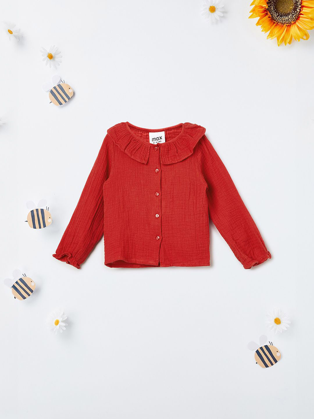 max Girls Peter Pan Collar Cotton Shirt Style Top