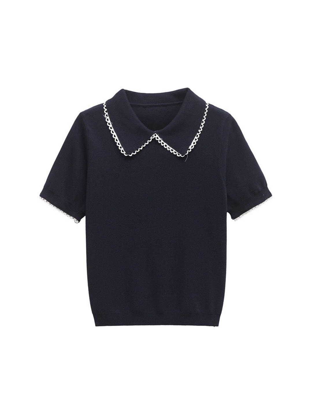 Miss Mosa By Akanksha  Women Navy Blue Ornella Knit Summer Top