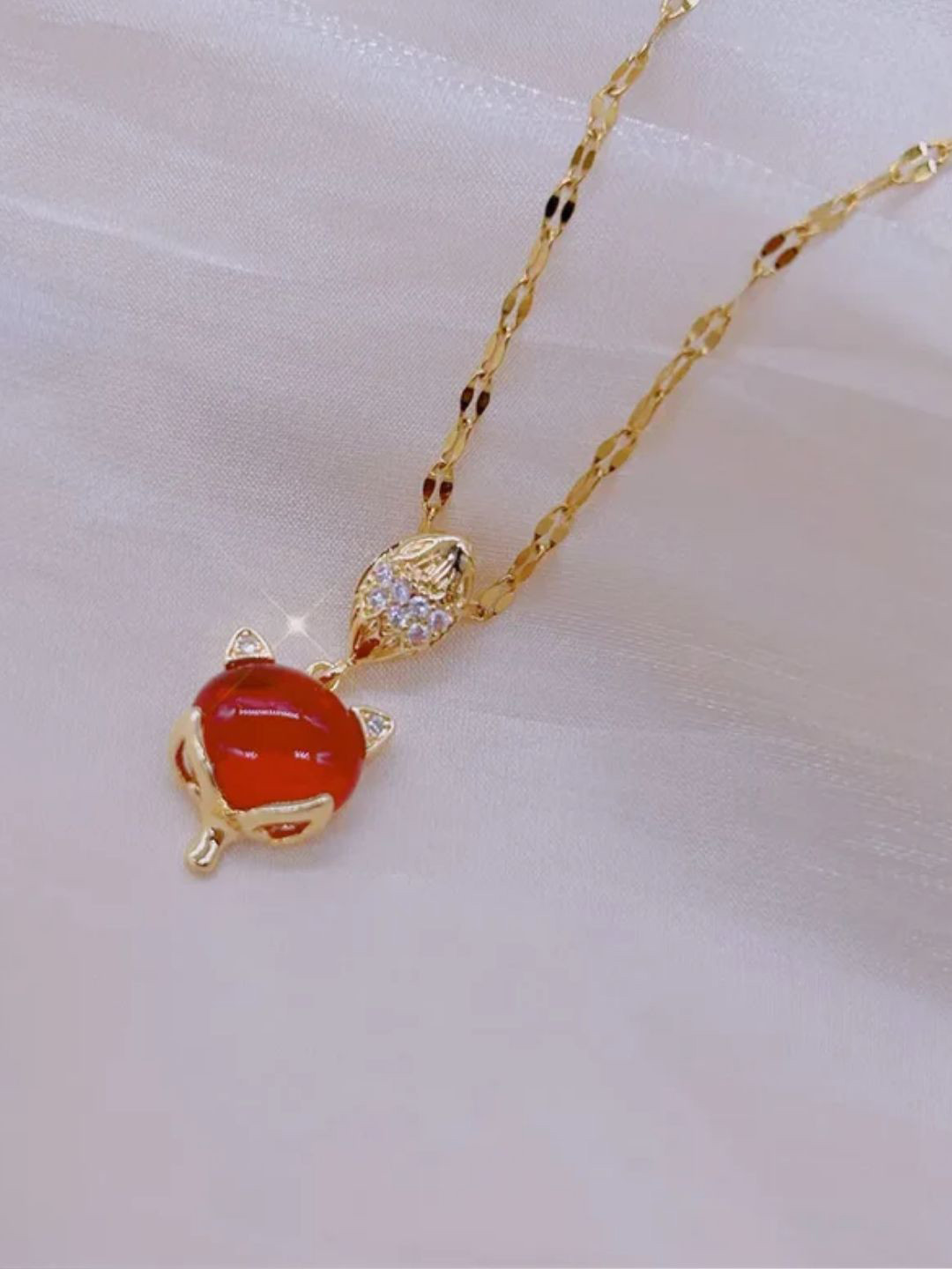 FAB COUTURE Kitty Charm Gold-Plated Contemporary Pendants with Chains