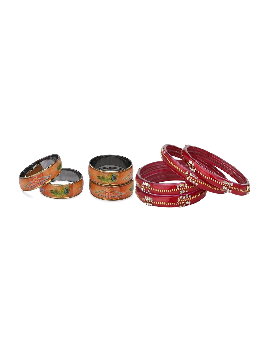 SOMIL Set Of 8 Multi and red Alloy Bangles