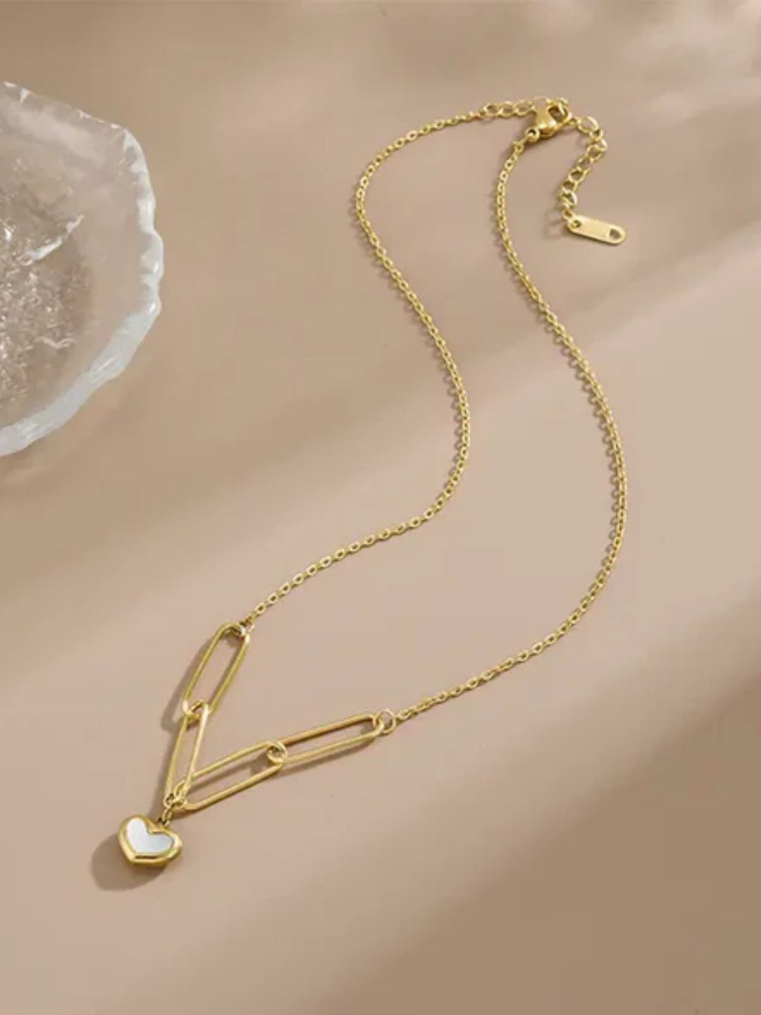 FAB COUTURE Gold-Plated Stainless Steel Paperclip Heart Chain