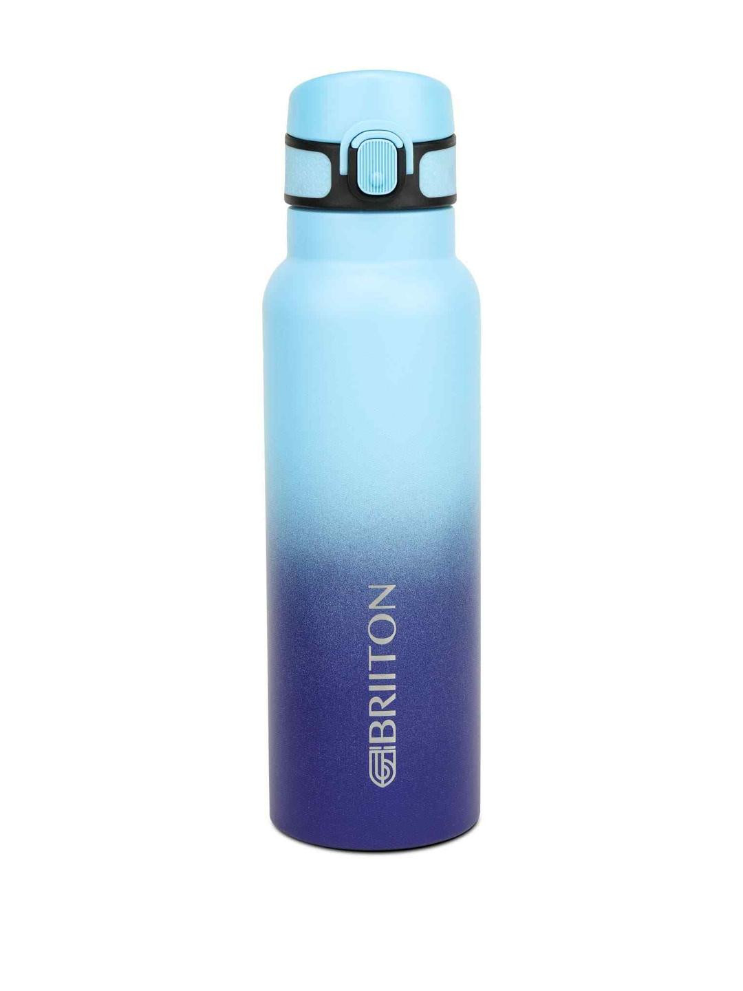 Briiton Blue Stainless Steel Push Button Sipper 750ml Water Bottle