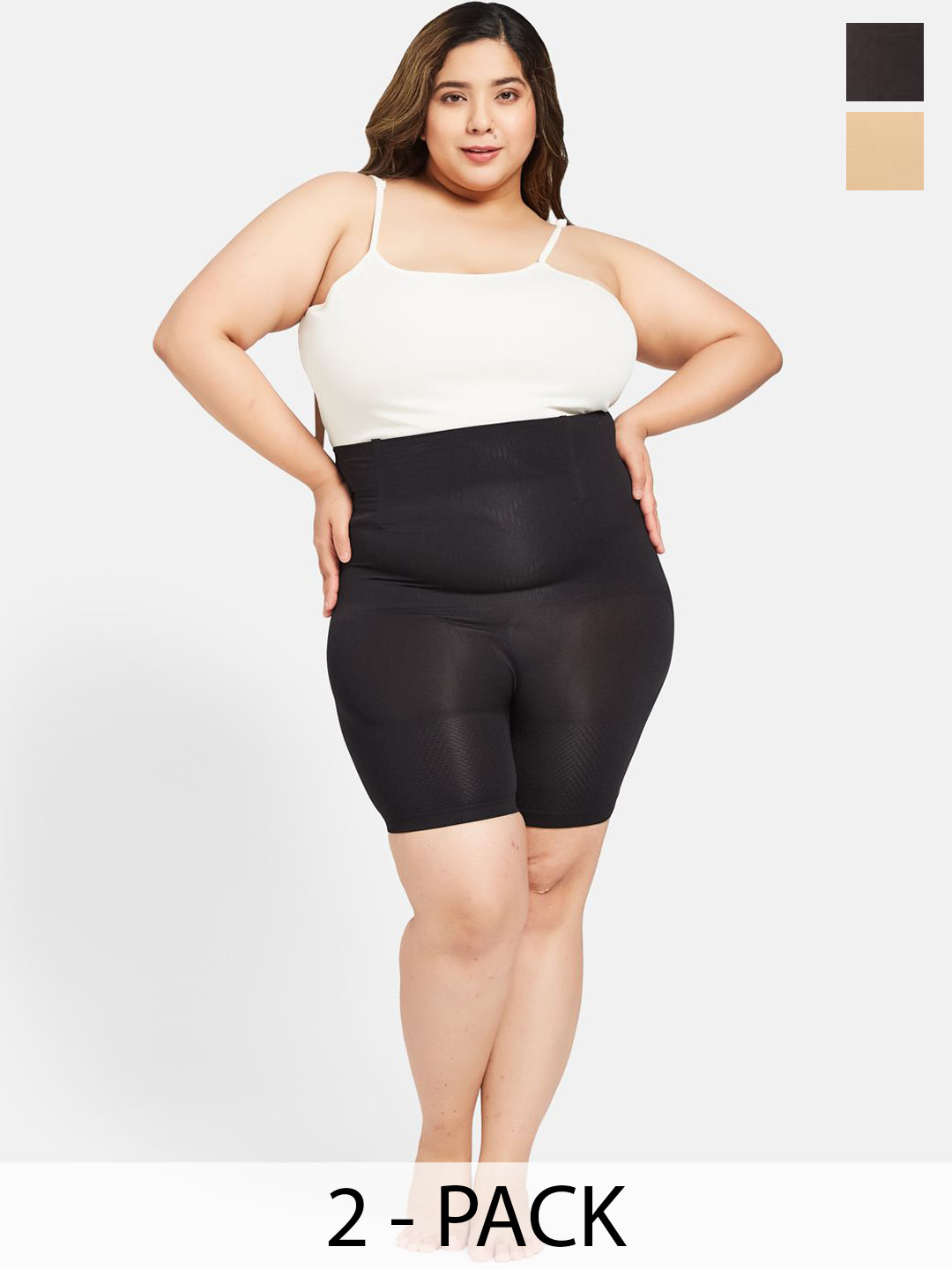 G Heist Pack of 2 Plus Size Seamless Tummy & Thigh Body Shapewear
