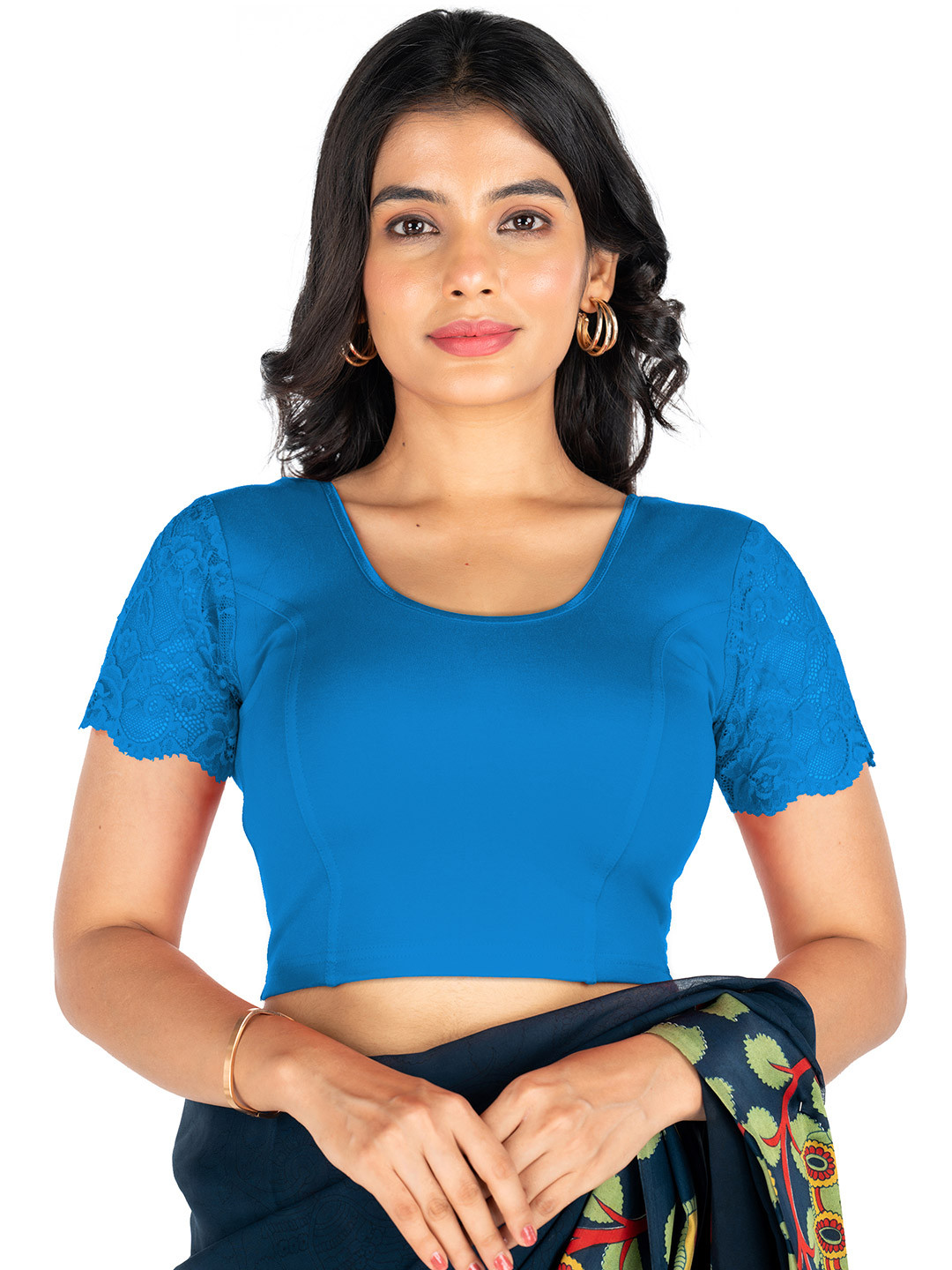 Abhi Stretchable Half Net Sleeves Readymade Saree Blouse