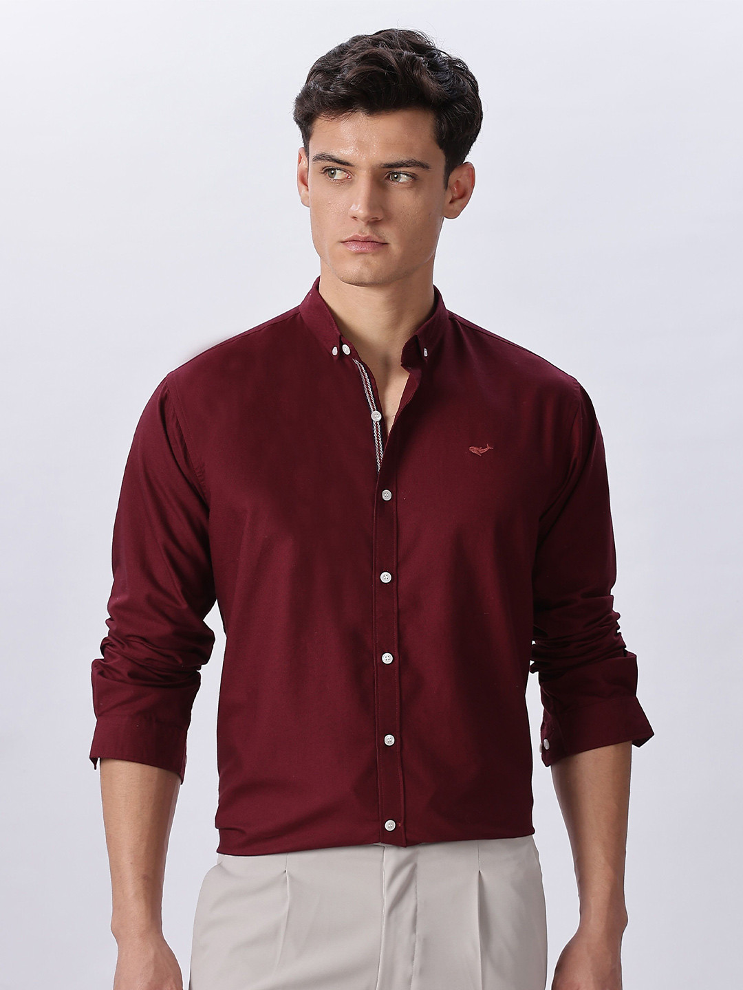 HAMPTONS Embroidered Button-Down Collar Cotton Shirt