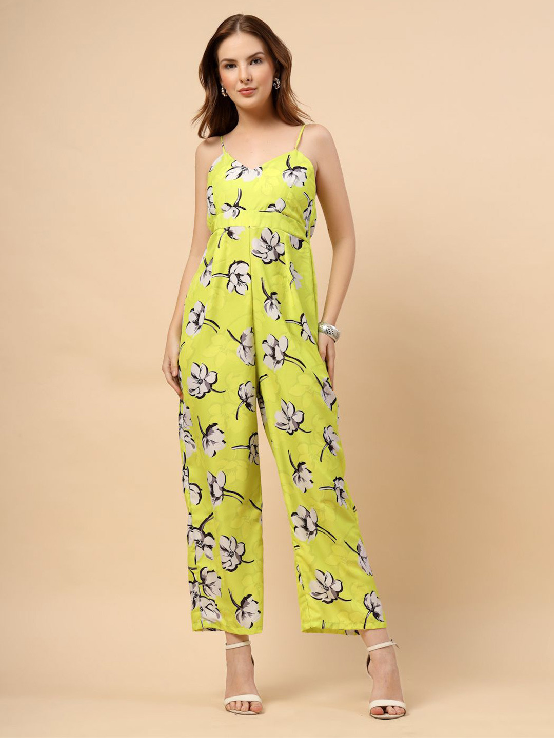 CUKOO Printed Shoulder Straps Basic Jumpsuit