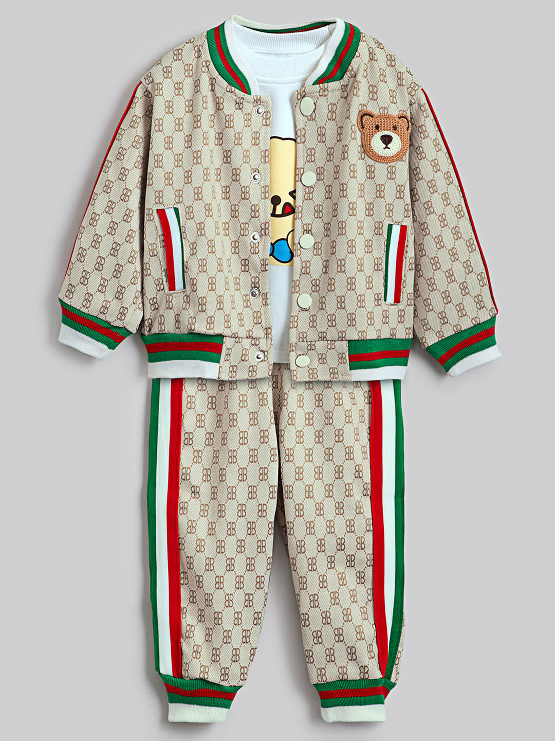 3-Pc All-Over Print Joggers Set