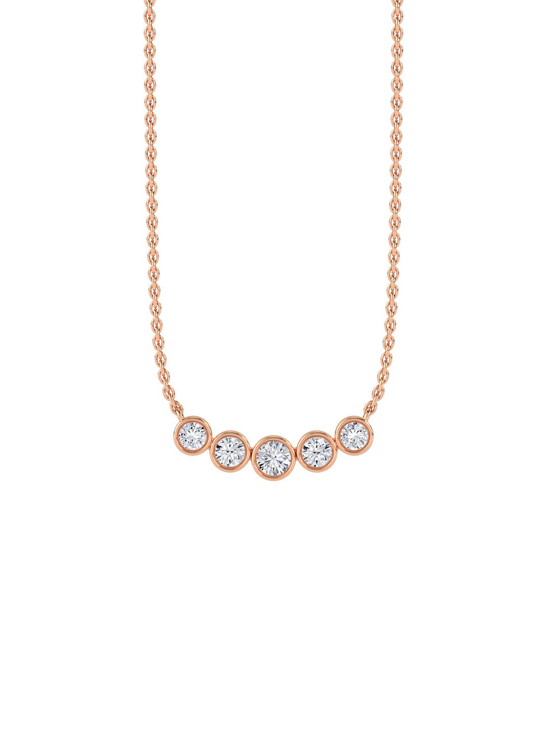 LUNA 14Kt Rose Gold Lab Grown Round Unity Diamond Chain - 3.9 g
