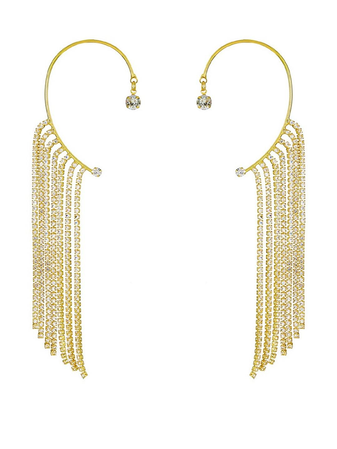 TheVineGirl Korean Golden Studded Chain Tassels Ear Cuff Earrings