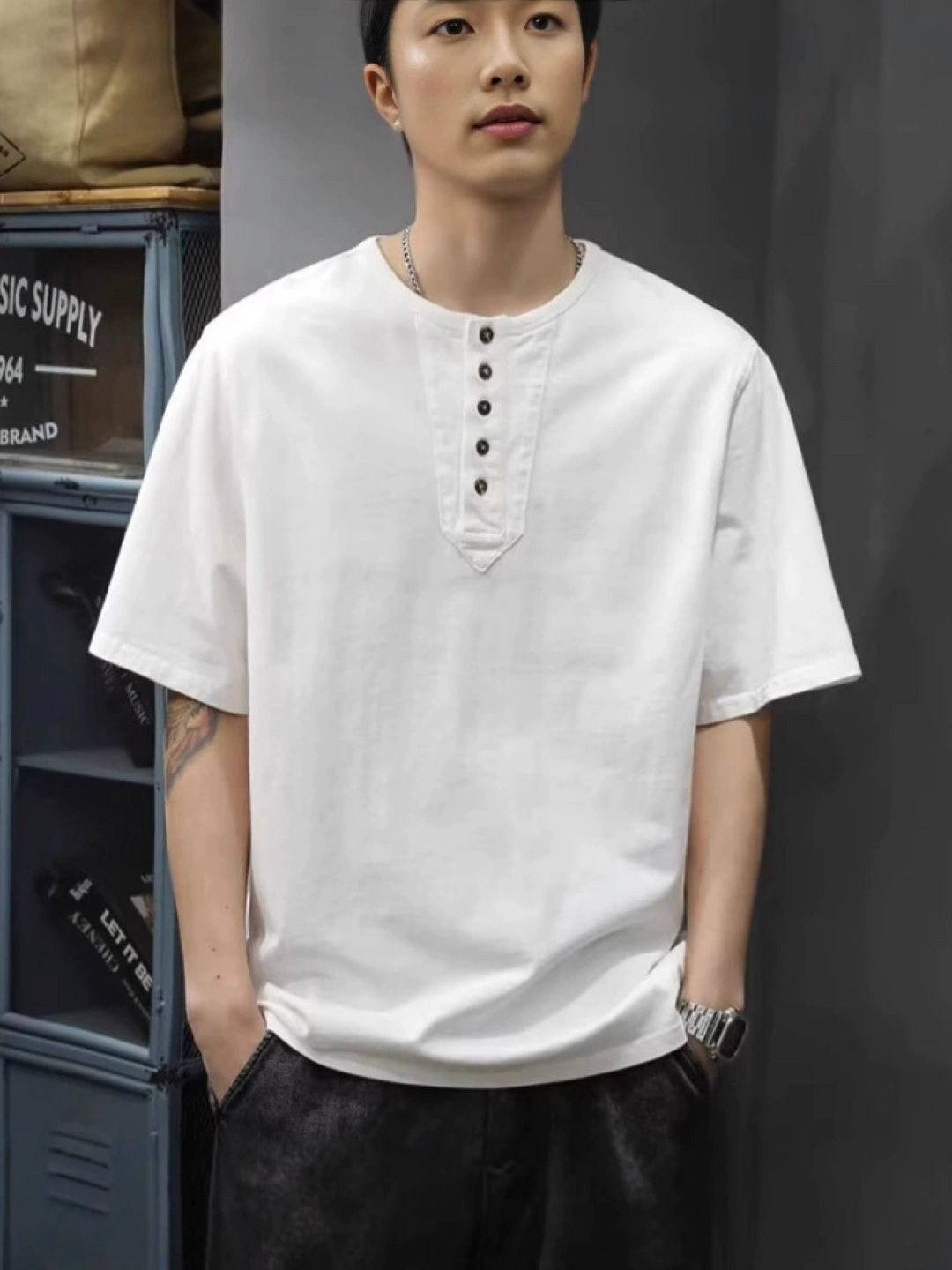 Henley Neck Short Sleeves T-shirt