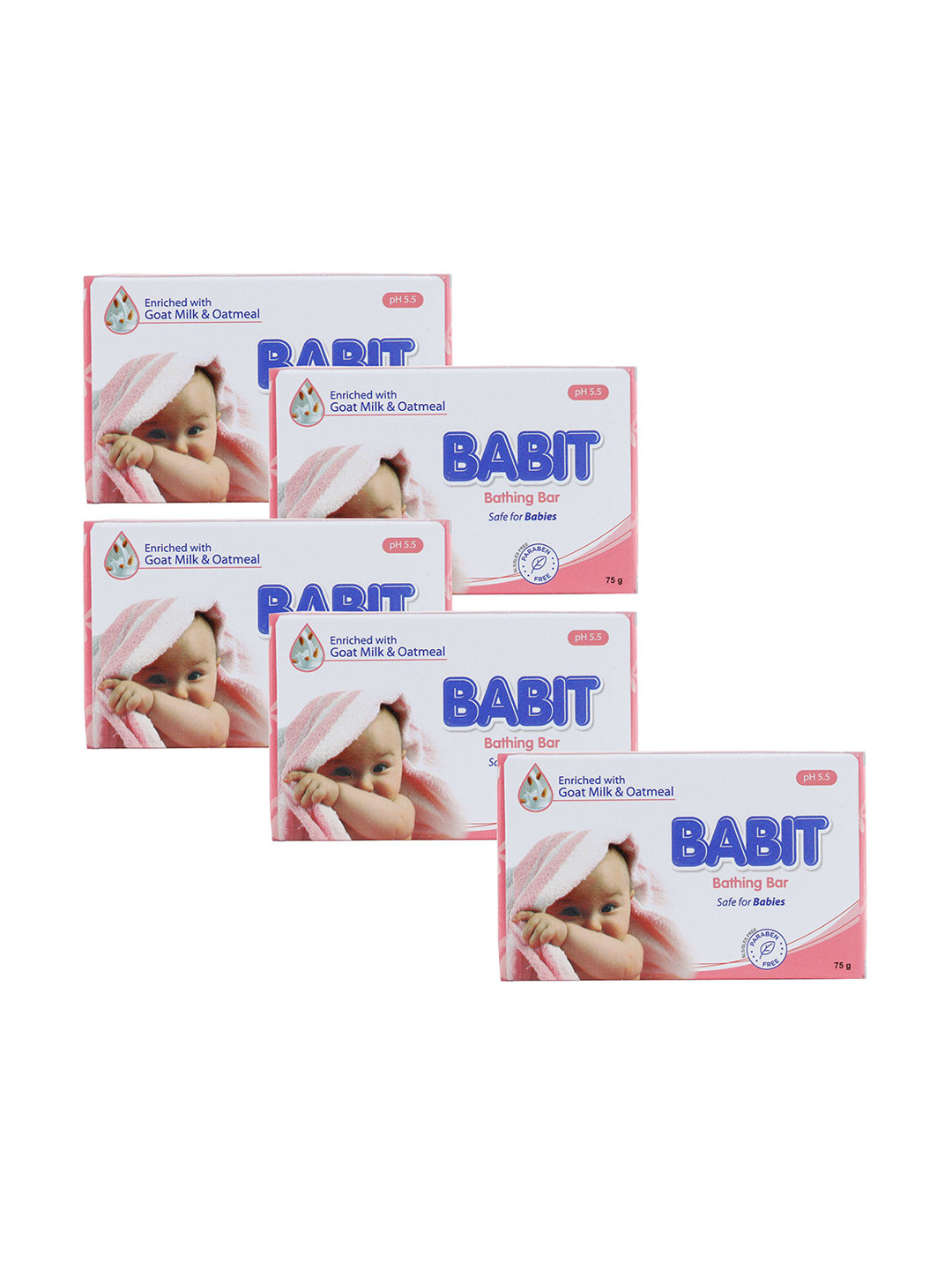 Babit Set of 5 infant Bathing Bar with Goat Milk - 75g Each