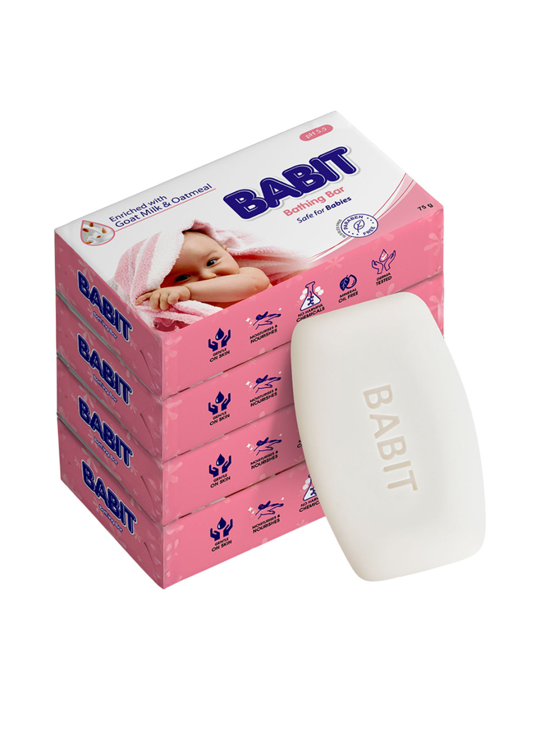 Babit Set Of 4 Baby Bathing Bar With Goat Milk For Nourishing - 75 g Each