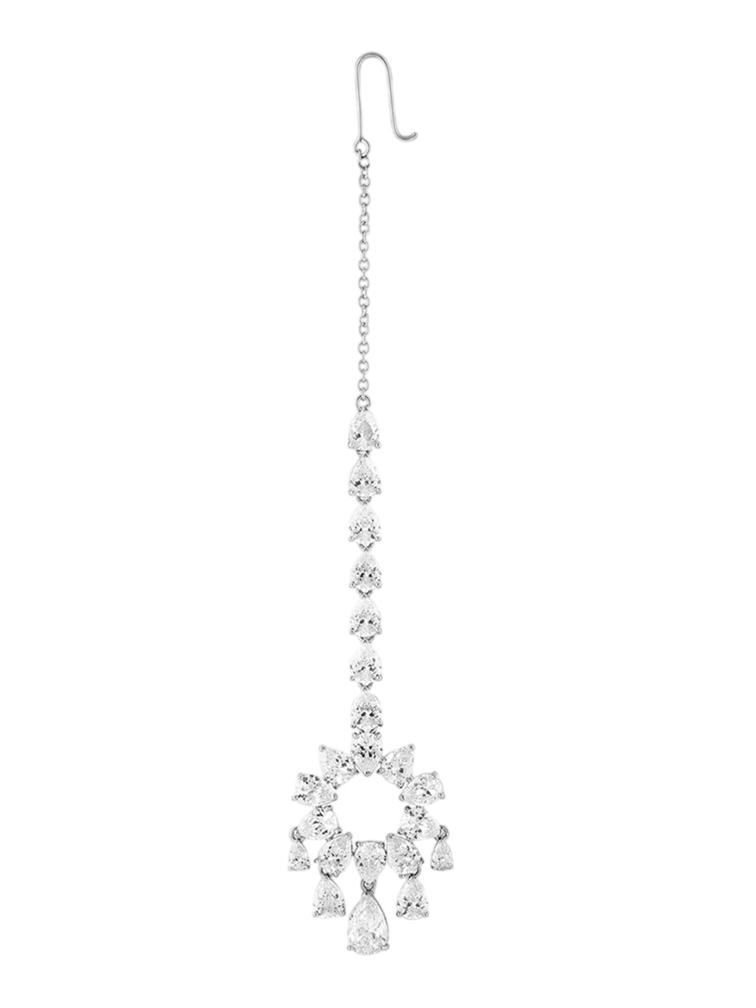 Isharya Rhodium-Plated Artificial Stones Studded Maang Tikka Head Jewellery