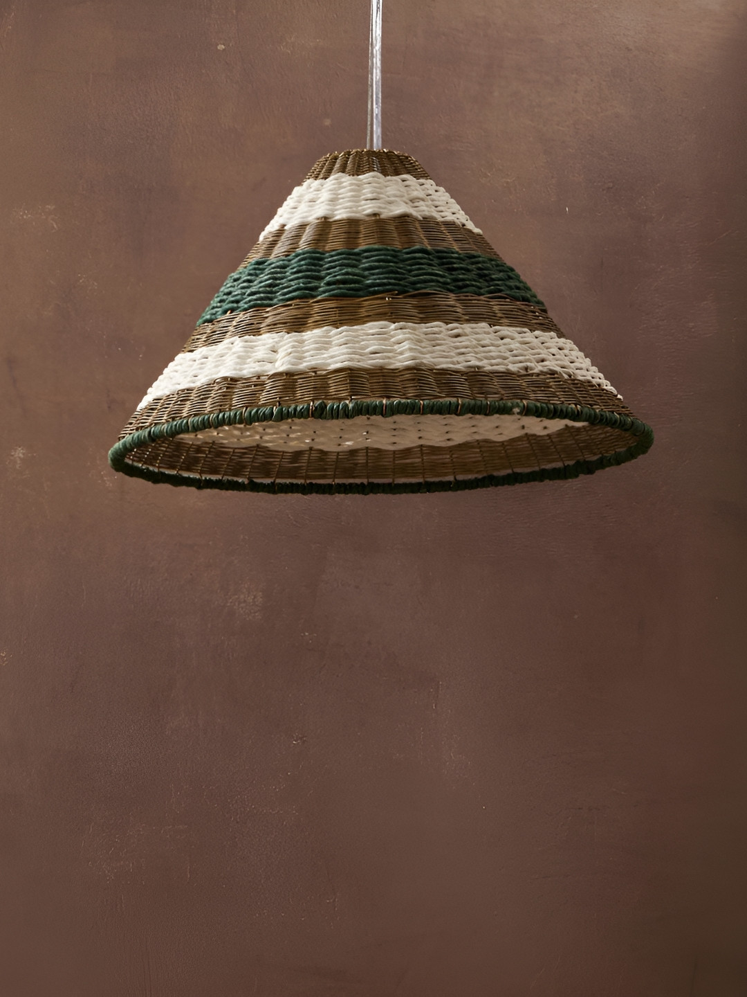 Fabindia Brown & Green Textured Cotton Ceiling Lamp
