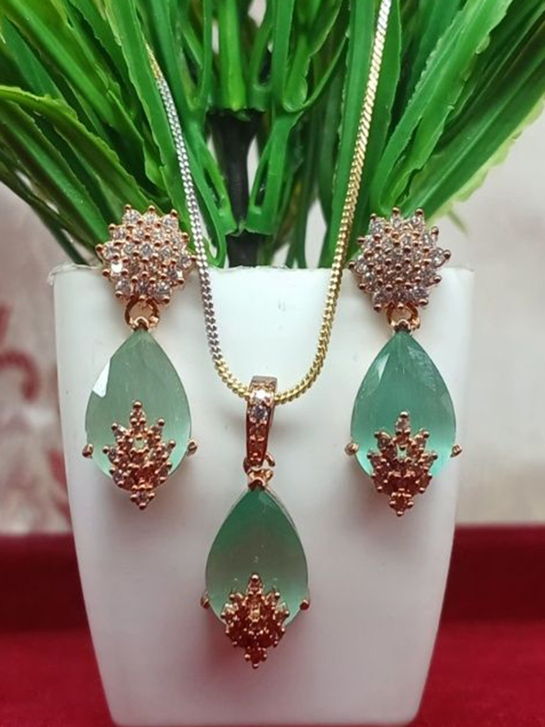 Nirali Creation Crystal Studded Jewellery Set