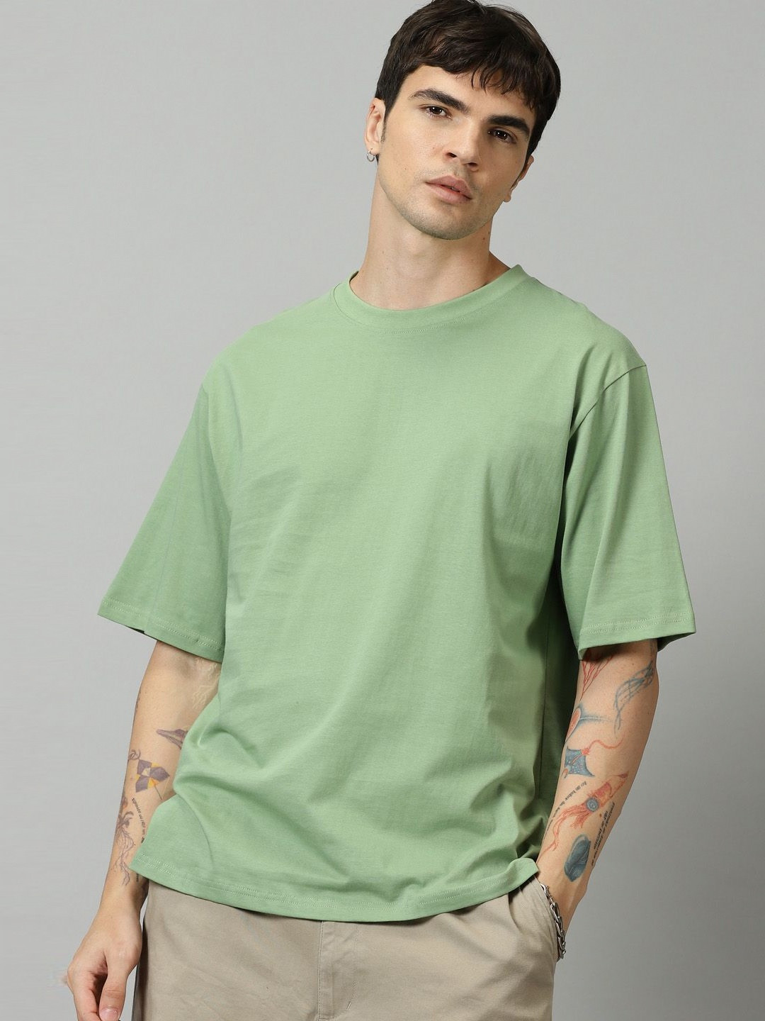 CRYPTIC Round Neck Drop-Shoulder Sleeves Bio Finish Oversized T-shirt