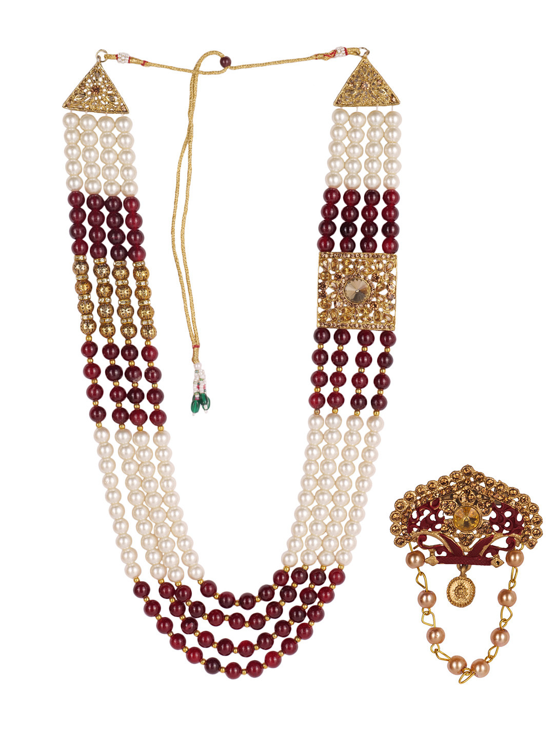 JIYANSHI FASHION Traditional Groom Sherwani Mala with Brooch