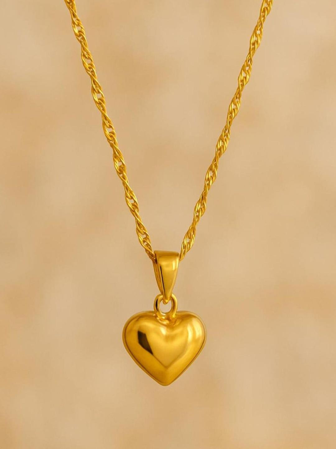 Tipsy Closet Gold-Plated Heart Shaped Necklace Pendant Chain