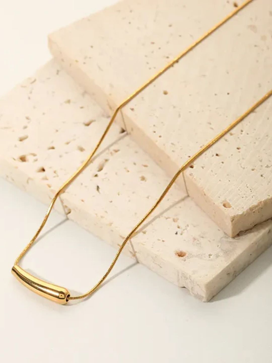 FAB COUTURE Gold-Plated Stainless Steel Quirky Arc Pendant with Chain
