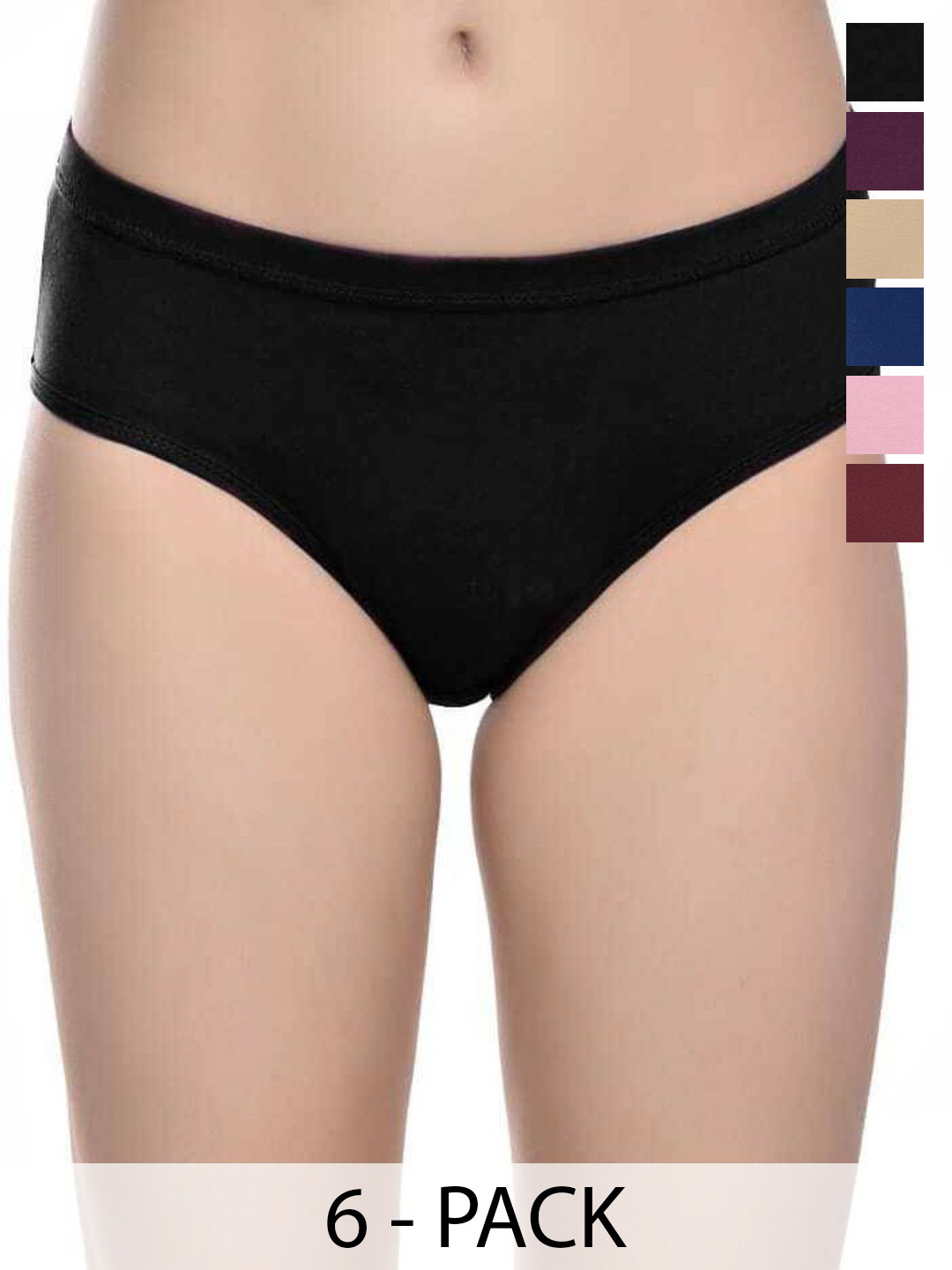 DHANDAI FASHION Pack Of 6 Hipster Cotton Mid Rise BriefsSoft Cotton Panty (SC-M-13)Mlt Pcs